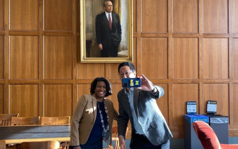 President Ono salutes the Ford School, Luke Shaefer, in Inauguration address